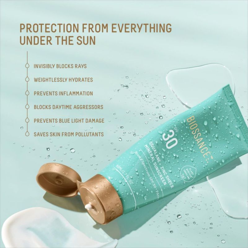 Protector solar Biossance Squalane + Zinc Sheer SPF 30 50 ml