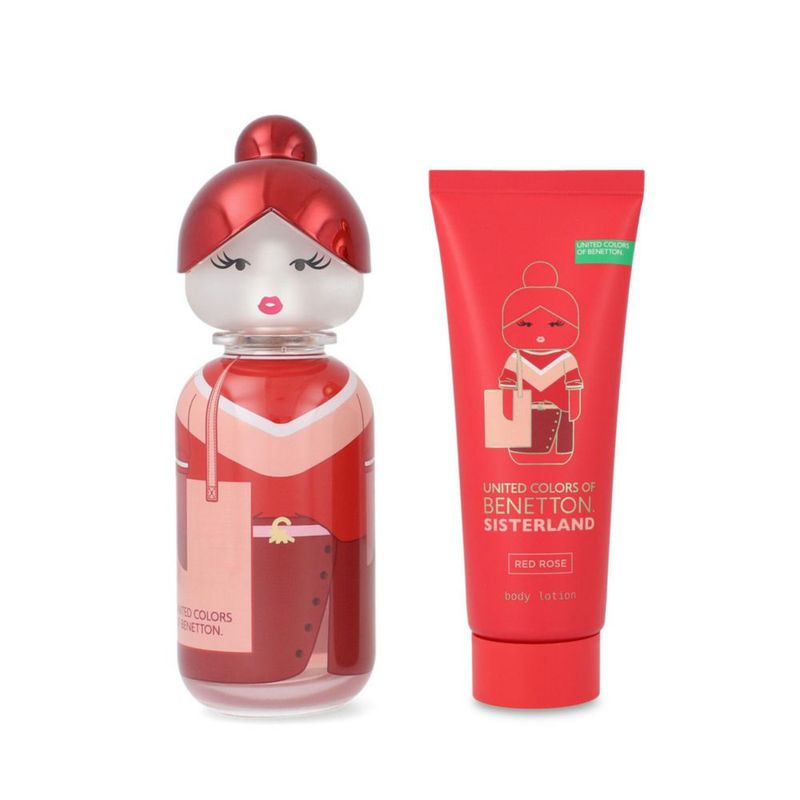 Set Benetton Sisterland Red Rose 2pzs 80ml Eau de Toilette/ Body Lotion 75ml