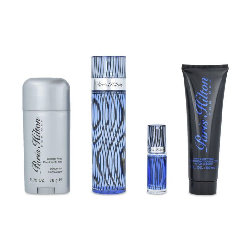 Set Paris Hilton Men 4pzs 100ml Eau de Toilette/ Shower Gel 90ml/ 7.5ml Eau de Toilette/ Desodorante Stick 78g