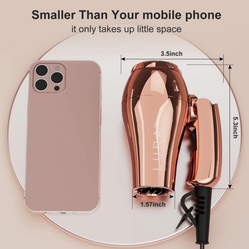 Secador de pelo de viaje LURA Mini portátil de 1200 W de doble voltaje
