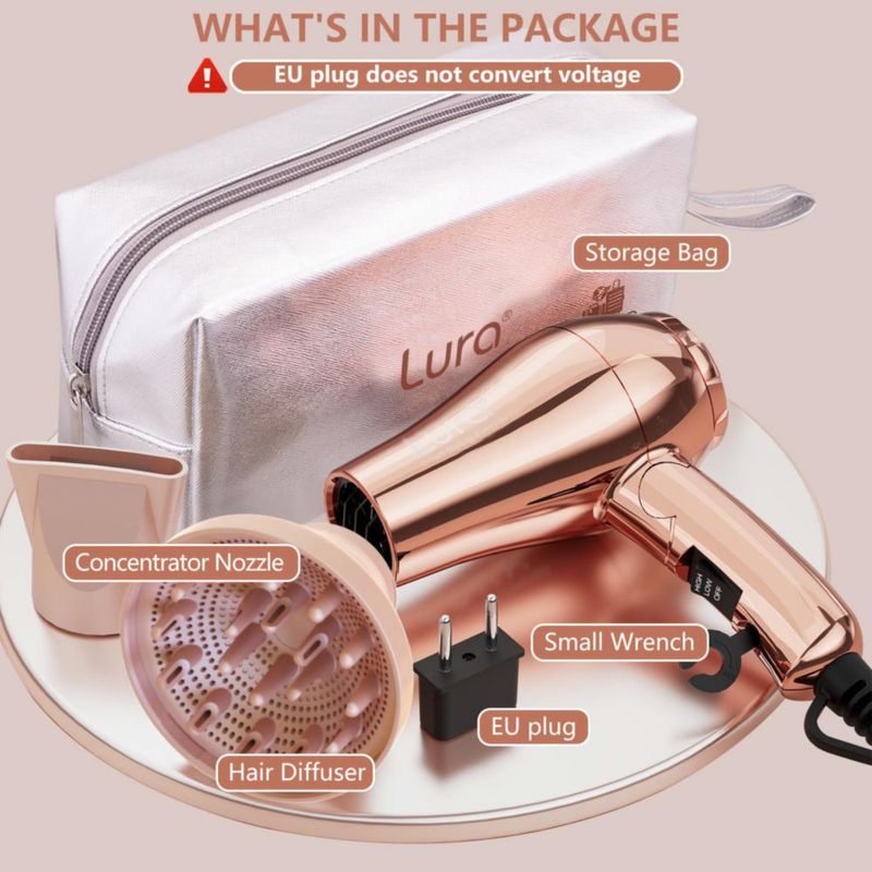 Secador de pelo de viaje LURA Mini portátil de 1200 W de doble voltaje