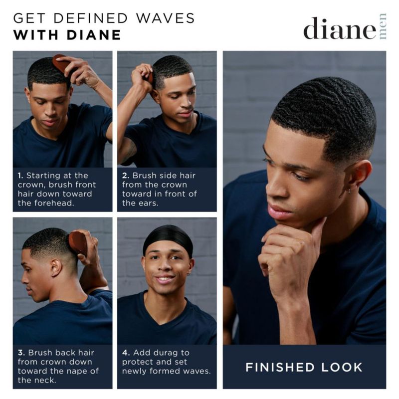 Cerdas de jabalí Wave Brush Diane reforzadas para hombres y barberos