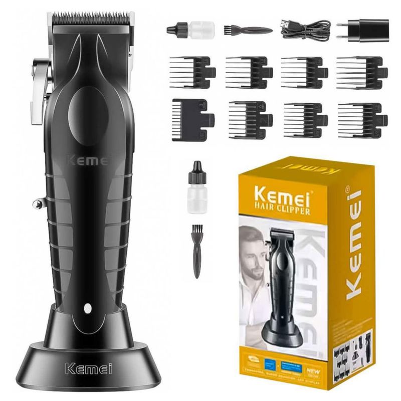 Combo De Barbería Kemei Km-2299 Trimmer + Km-2296 Clipper