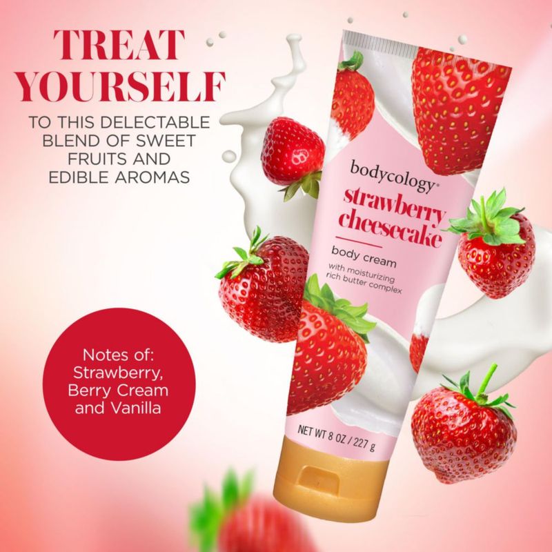 Crema corporal Bodycology Tarta de queso con manteca de karité y fresa 240 ml