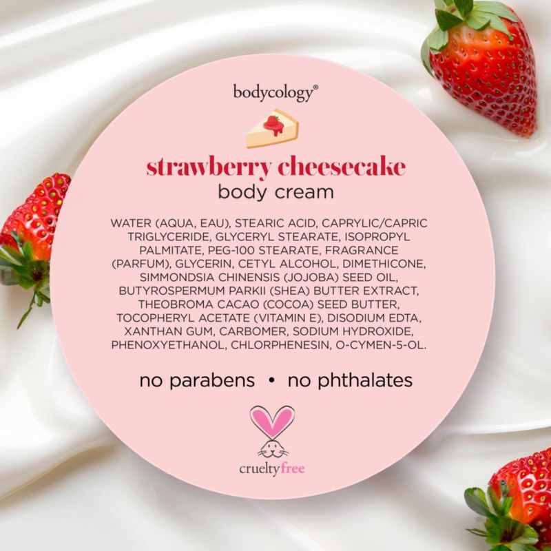 Crema corporal Bodycology Tarta de queso con manteca de karité y fresa 240 ml