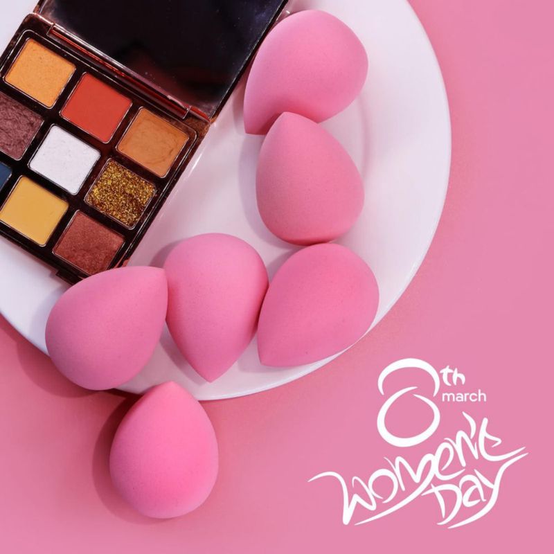 Set de esponjas de maquillaje BEAKEY sin látex 6 unidades color rosa supersuave
