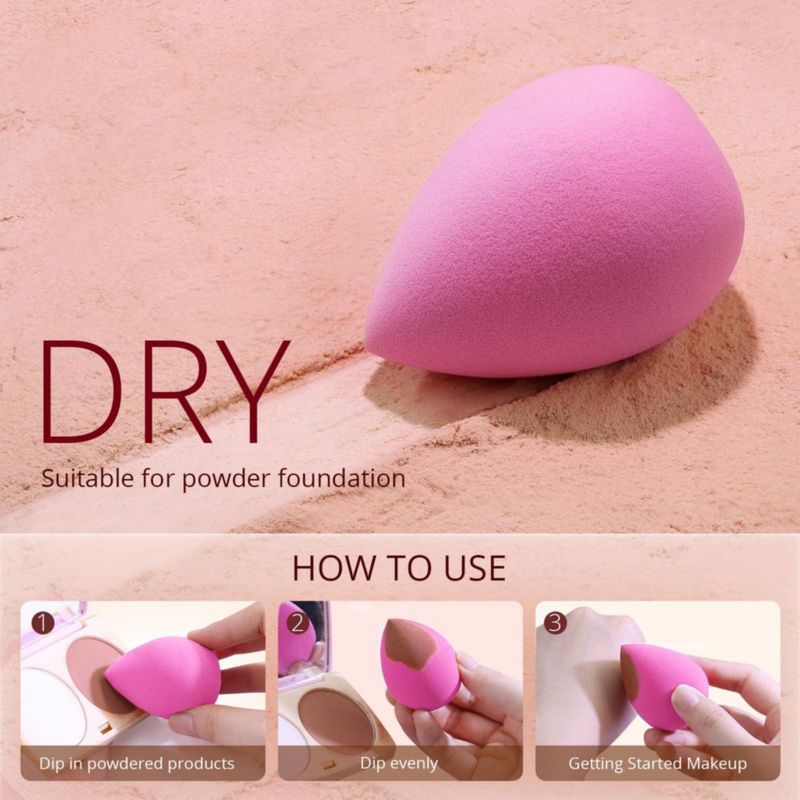 Set de esponjas de maquillaje BEAKEY sin látex 6 unidades color rosa supersuave
