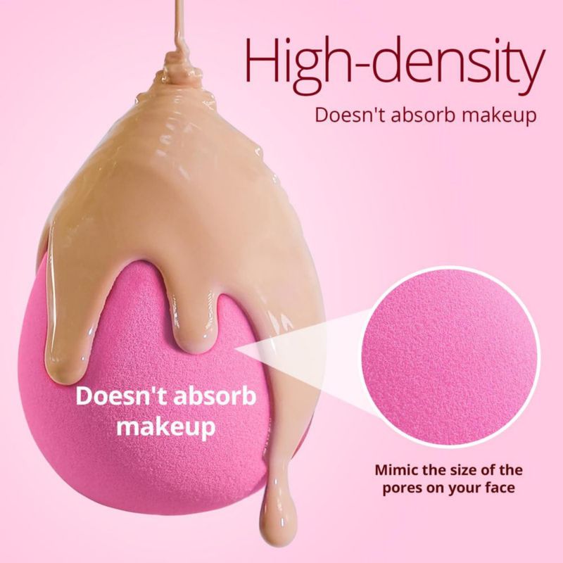 Set de esponjas de maquillaje BEAKEY sin látex 6 unidades color rosa supersuave