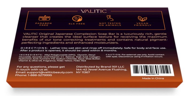 Jabón en barra VALITIC eliminador de manchas oscuras con ácido kójico y vitamina C