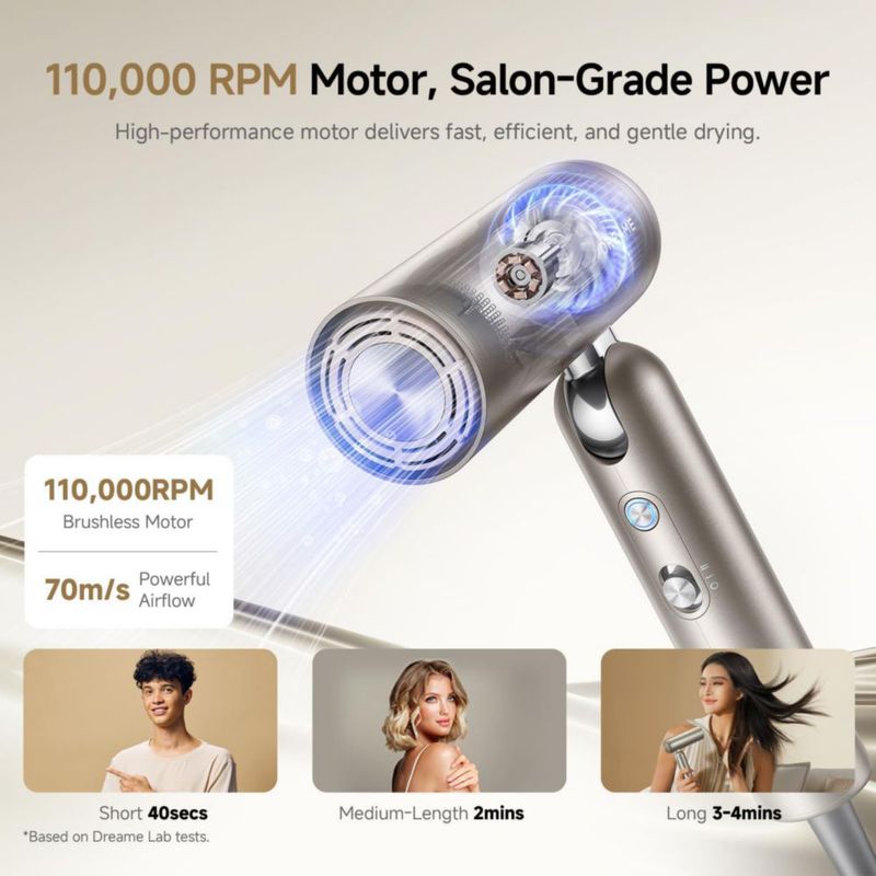 Secador de Pelo Dreame Pocket Pro 1300W Iónico con Difusor 120V/240V