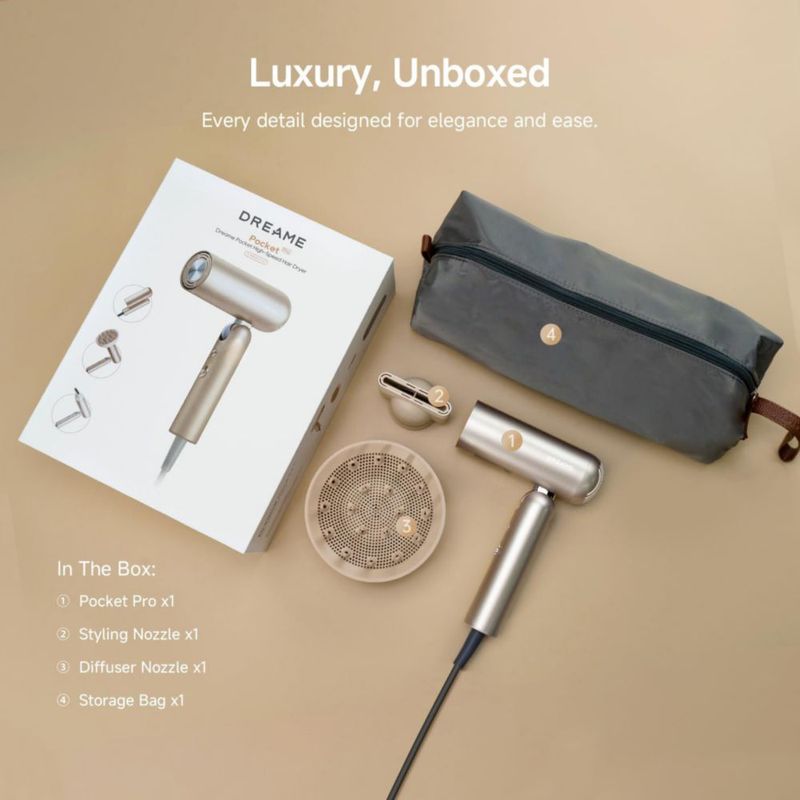Secador de Pelo Dreame Pocket Pro 1300W Iónico con Difusor 120V/240V