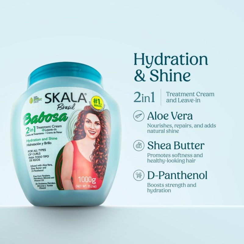 Crema Tratante SKALA Babosa 2 en 1 1000 ml para Cabello Rizado