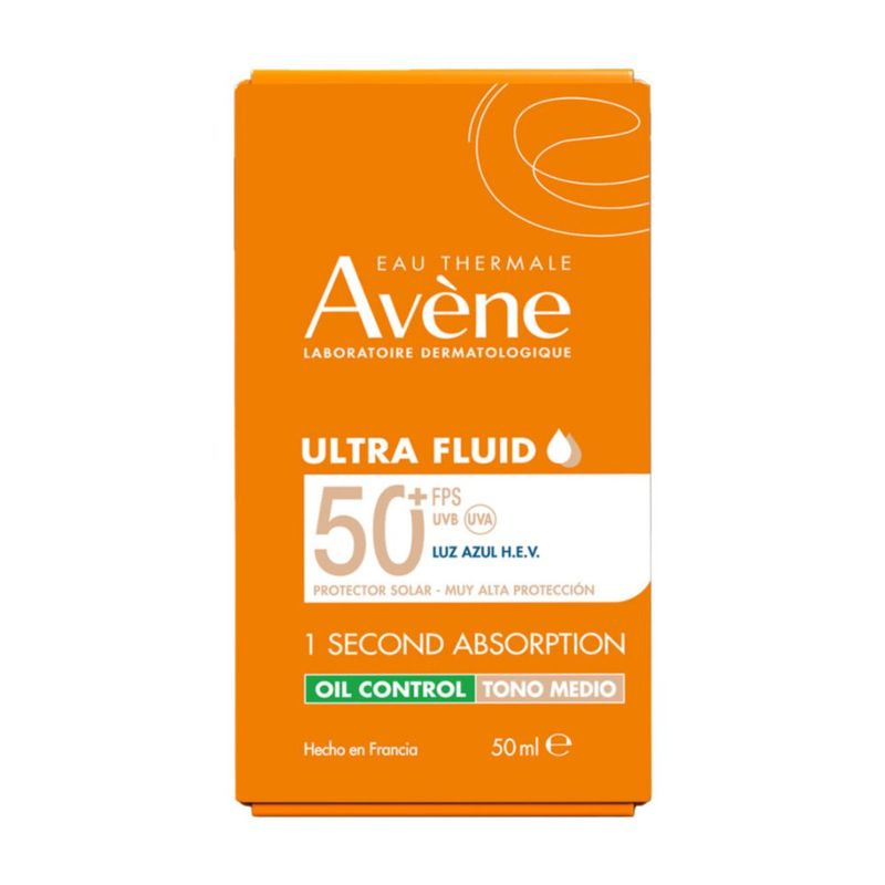 Avène  Ultra Fluid Oil Control Protector Solar Facial Con Color Tono Medio FPS50 50 ML