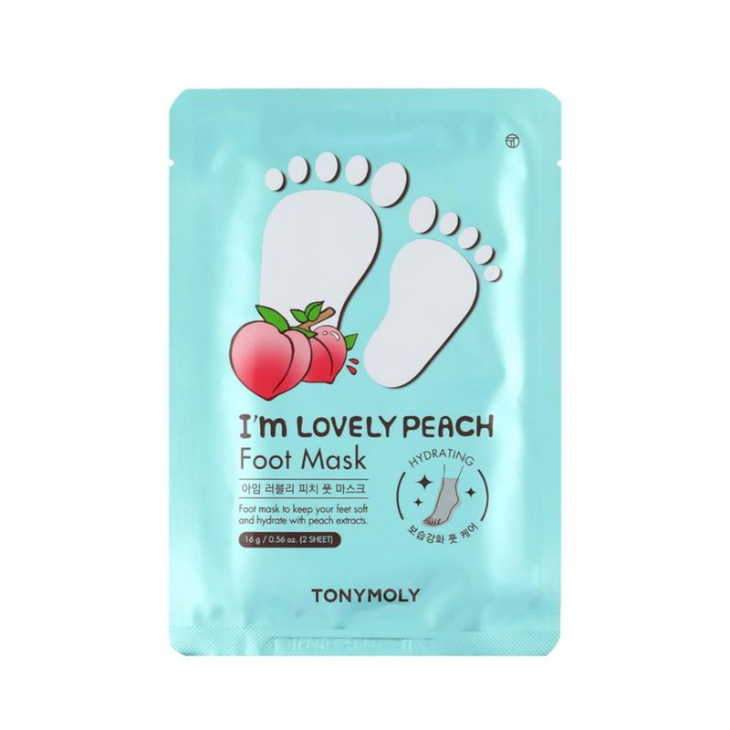 Mascarilla para pies TONYMOLY I'm Lovely Peach hidratante y calmante x5