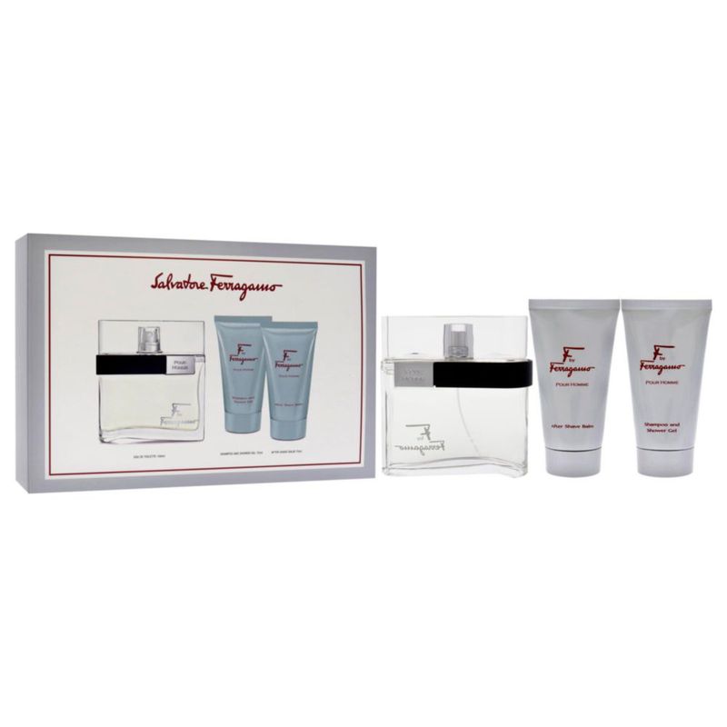 Set de regalo Ferragamo F para hombre EDT 100 ml gel de ducha 75 ml bálsamo 50 ml