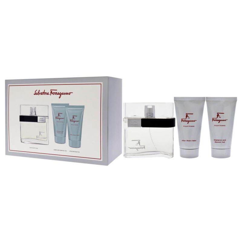 Set de regalo Ferragamo F para hombre EDT 100 ml gel de ducha 75 ml bálsamo 50 ml