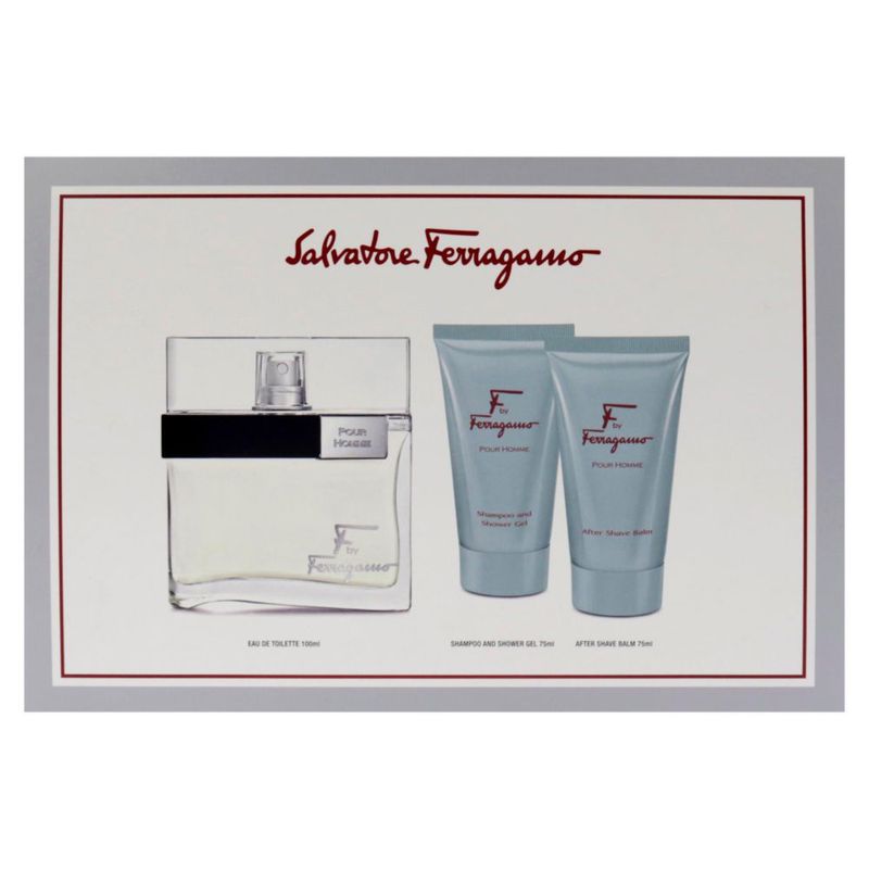 Set de regalo Ferragamo F para hombre EDT 100 ml gel de ducha 75 ml bálsamo 50 ml