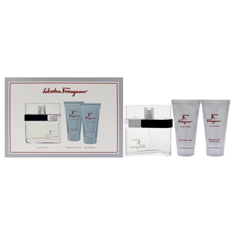 Set de regalo Ferragamo F para hombre EDT 100 ml gel de ducha 75 ml bálsamo 50 ml