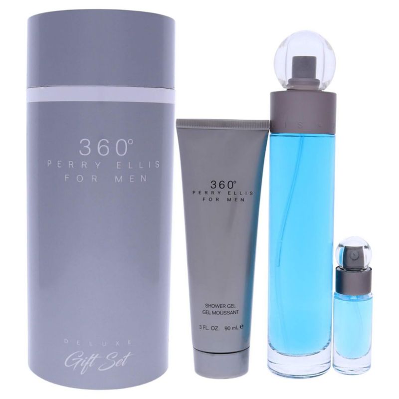 Set de regalo Perfume Perry Ellis 360 para hombre 100 ml EDT 3 unidades
