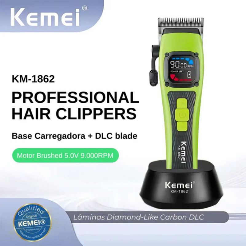 Máquina Cortapelo Kemei Km-1862 Verde Lima 9000 Rpm