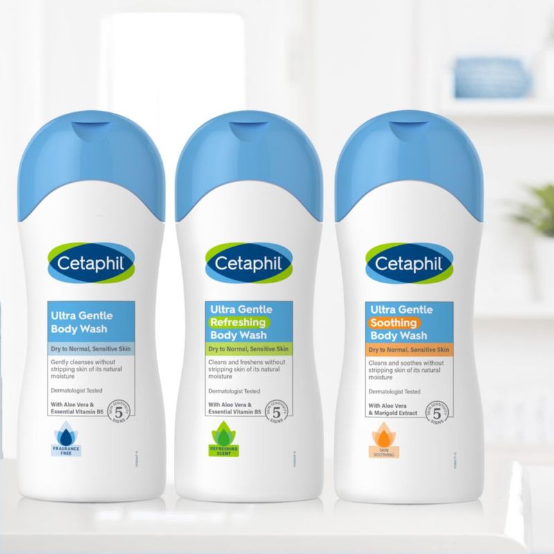 Gel de baño Cetaphil Ultra Suave Refrescante 500 ml paquete de 3