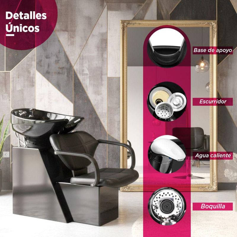 Silla Lavacabezas Reclinable Vanlig Atia de Ceramica Valvula Certificada y Doble Refuerzo Estructural