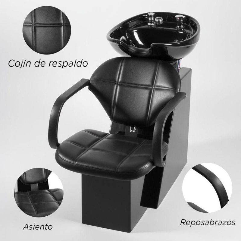 Silla Lavacabezas Reclinable Vanlig Atia de Ceramica Valvula Certificada y Doble Refuerzo Estructural
