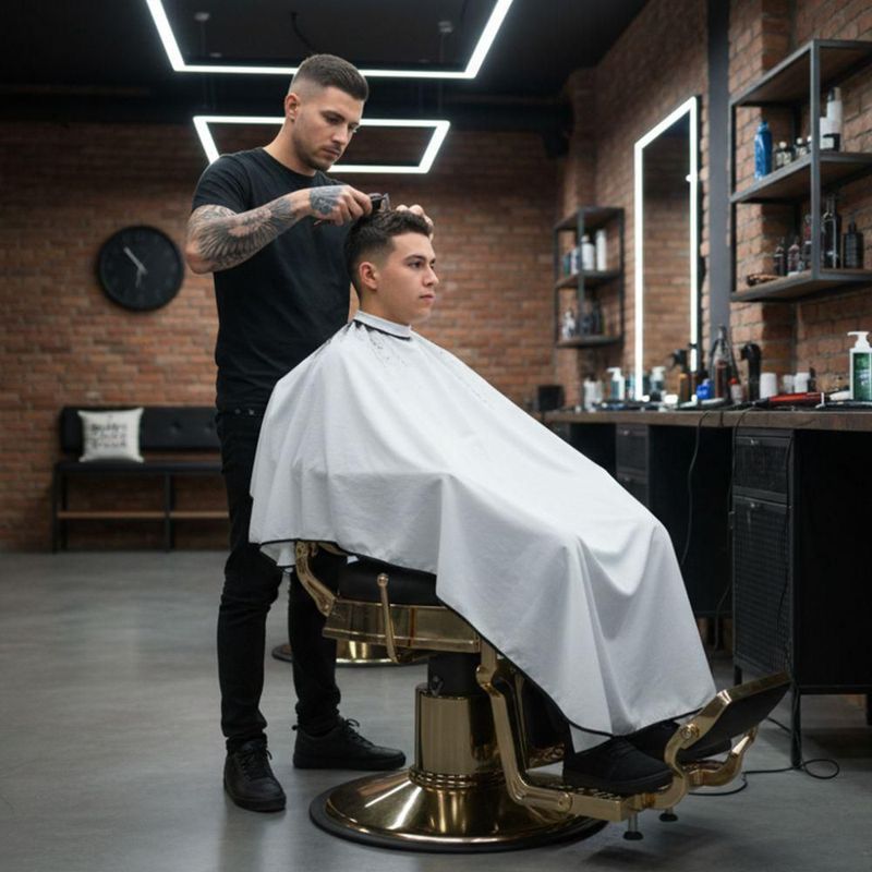Sillón de Barbería Clásico Profesional Bergamo Vanlig Dorado Acero Reforzado Base Cromada