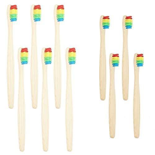 Juego familiar de cepillos de dientes SEVENHEAD Bamboo para adultos y niños 6+4 unidades
