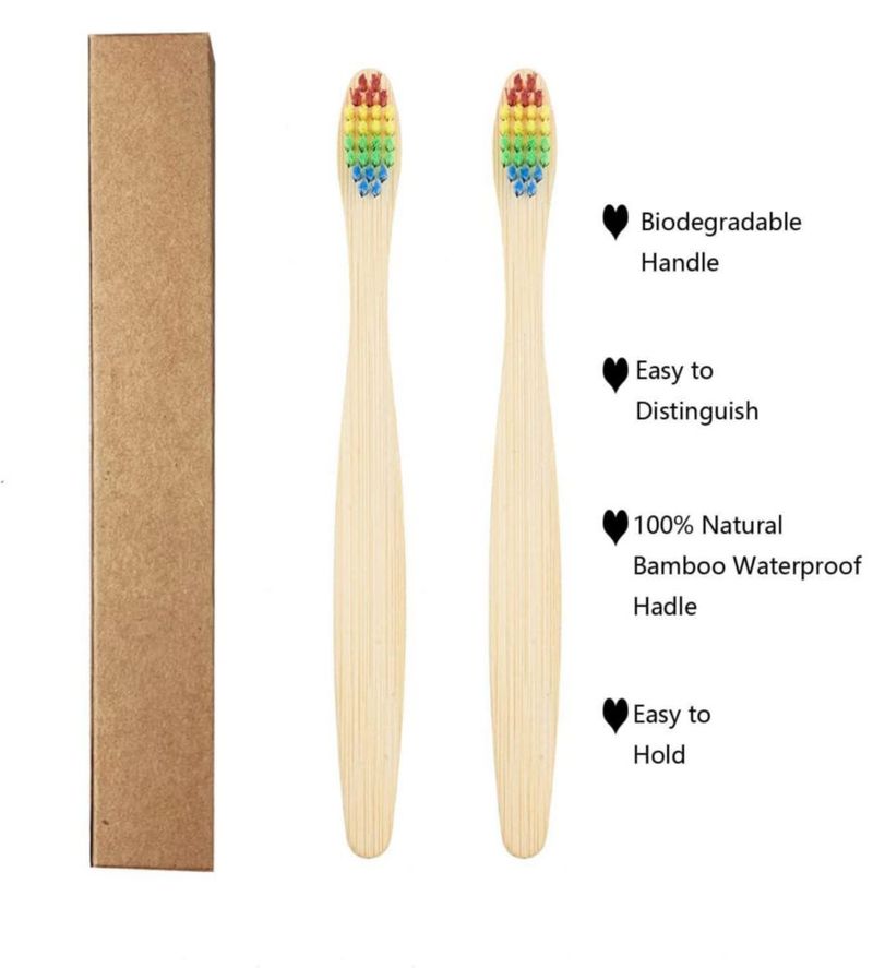 Juego familiar de cepillos de dientes SEVENHEAD Bamboo para adultos y niños 6+4 unidades