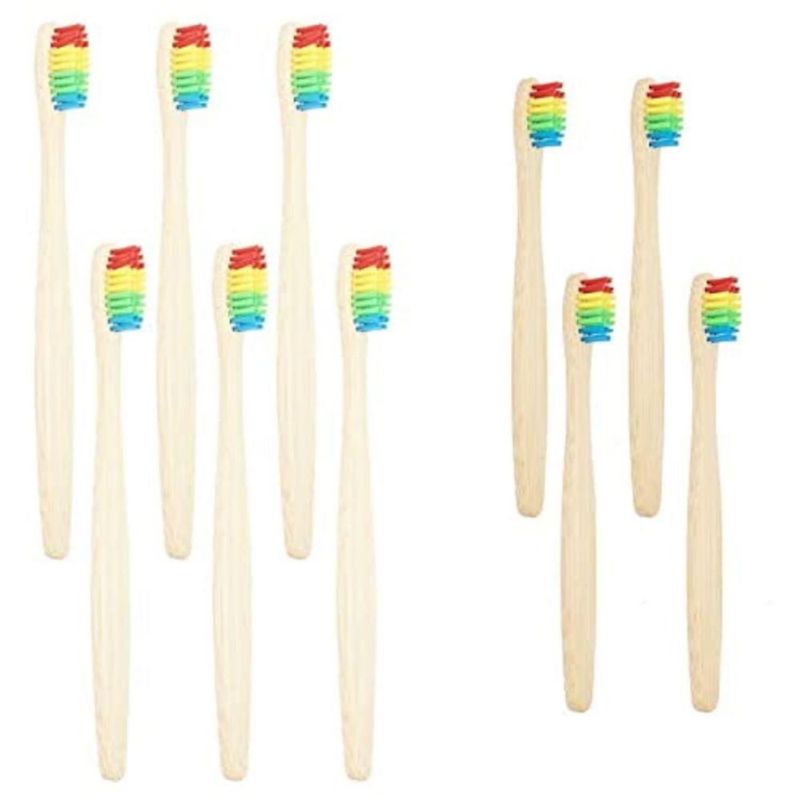 Juego familiar de cepillos de dientes SEVENHEAD Bamboo para adultos y niños 6+4 unidades