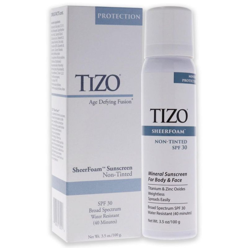 Protector solar TIZO SHEERFOAM™ PARA CUERPO Y ROSTRO SPF 30 no teñido