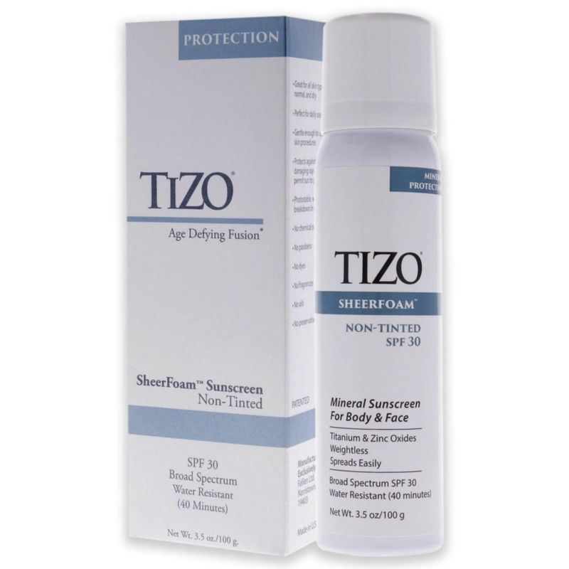 Protector solar TIZO SHEERFOAM™ PARA CUERPO Y ROSTRO SPF 30 no teñido
