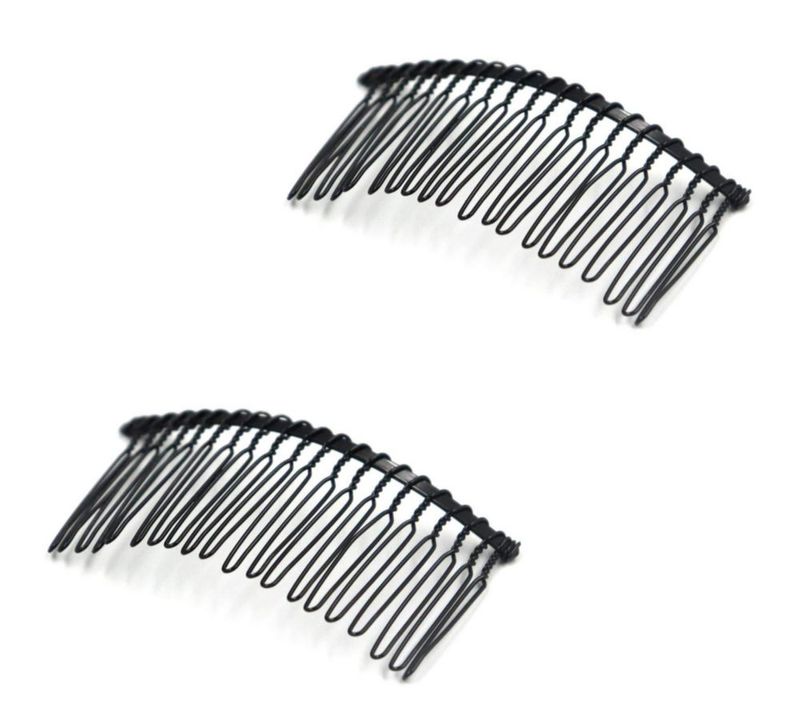 Peineta para el pelo Ruwado metal negro alambre retorcido 2 unidades