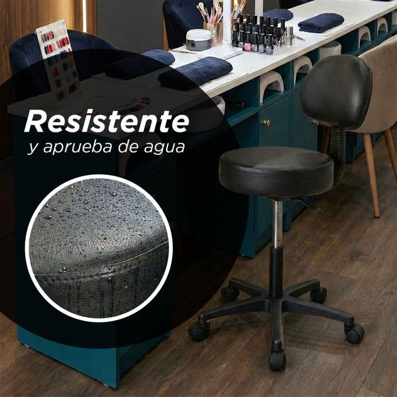 Taburete Banco con Respaldo Ask Negro 360° Vanlig Ergonómico Hidráulico con Altura Ajustable para Consultorio Spa Tatoo