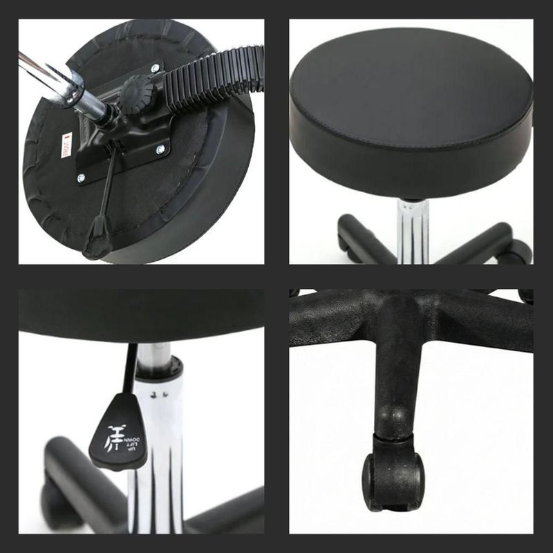 Taburete Banco con Respaldo Ask Negro 360° Vanlig Ergonómico Hidráulico con Altura Ajustable para Consultorio Spa Tatoo