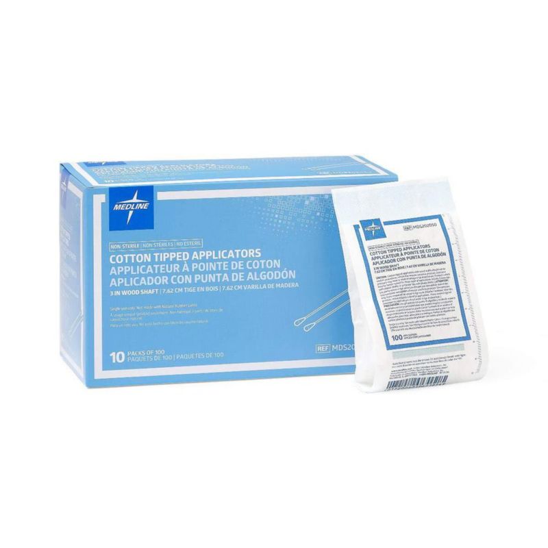 Aplicador de Madera con Punta de Algodón Medline No Estéril 6 cm Paquete de 1000