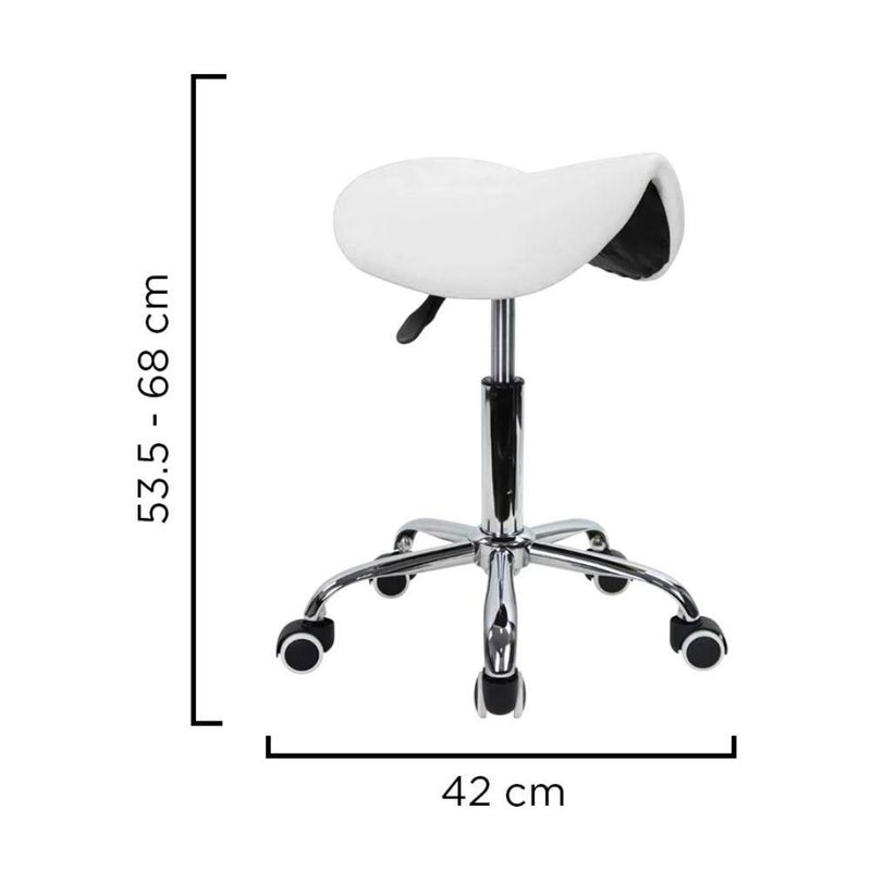 Taburete Banco Profesional Ask Blanco 360° Vanlig Ergonómico Hidráulico con Altura Ajustable para Consultorio Spa Tatoo Salon de Belleza