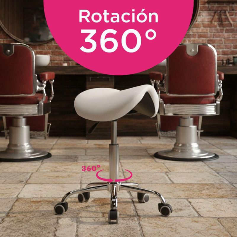 Taburete Banco Profesional Ask Blanco 360° Vanlig Ergonómico Hidráulico con Altura Ajustable para Consultorio Spa Tatoo Salon de Belleza