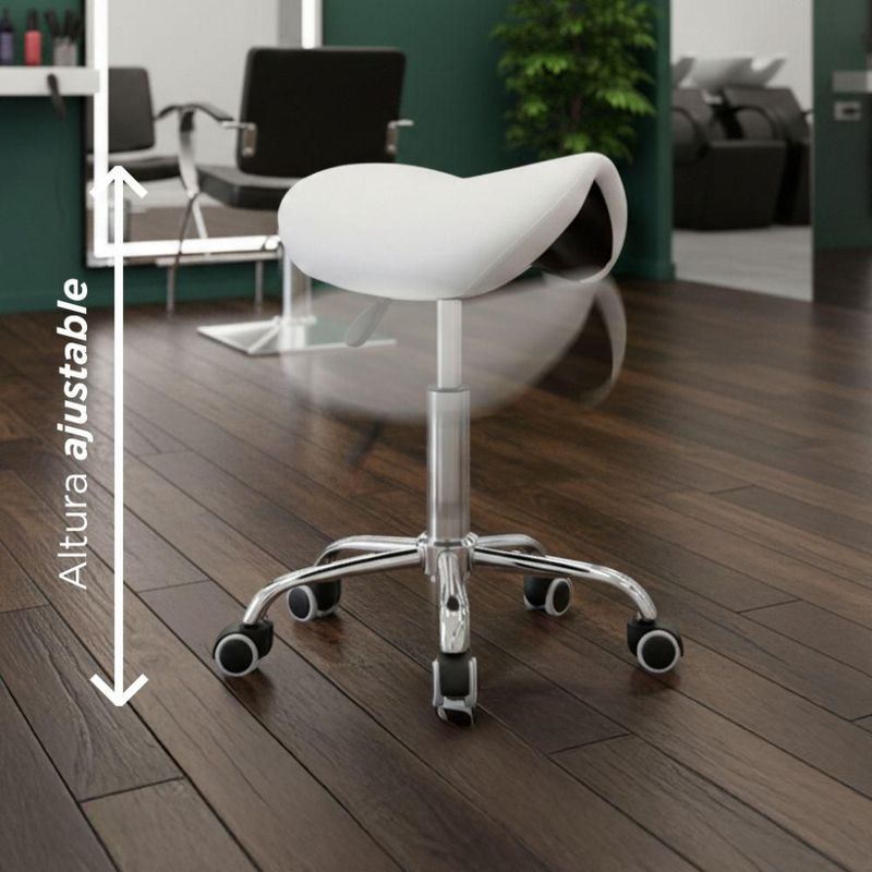 Taburete Banco Profesional Ask Blanco 360° Vanlig Ergonómico Hidráulico con Altura Ajustable para Consultorio Spa Tatoo Salon de Belleza