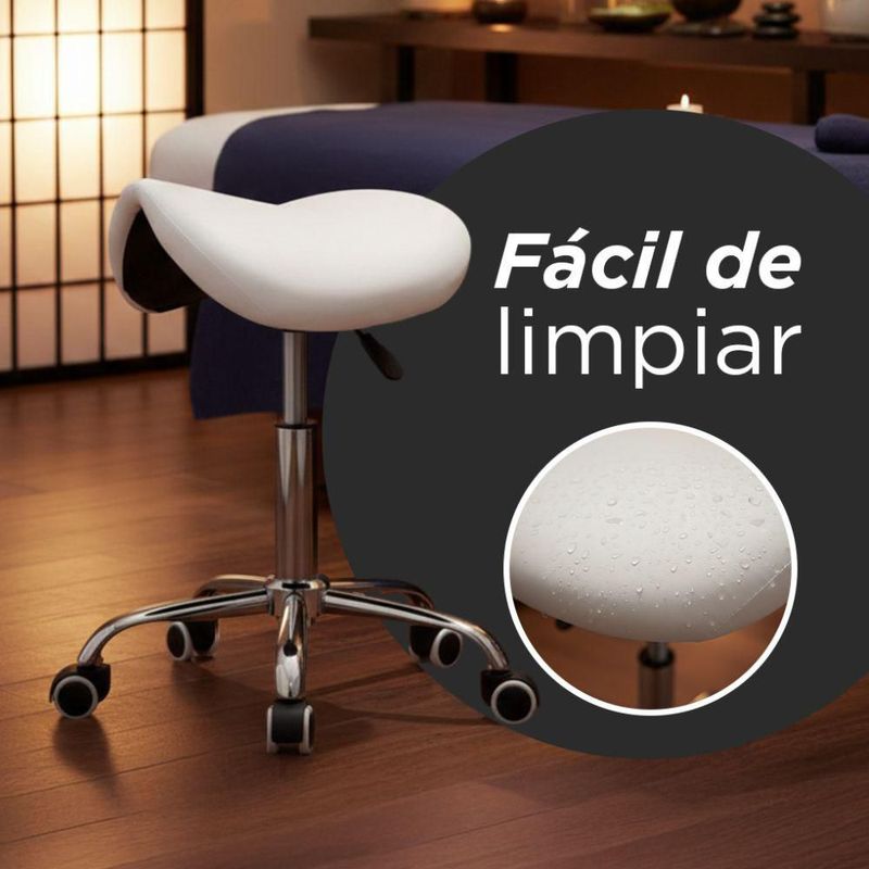 Taburete Banco Profesional Ask Blanco 360° Vanlig Ergonómico Hidráulico con Altura Ajustable para Consultorio Spa Tatoo Salon de Belleza