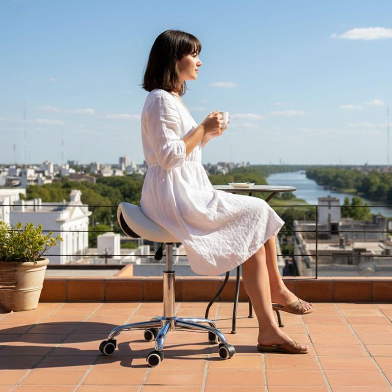 Taburete Banco Profesional Ask Blanco 360° Vanlig Ergonómico Hidráulico con Altura Ajustable para Consultorio Spa Tatoo Salon de Belleza
