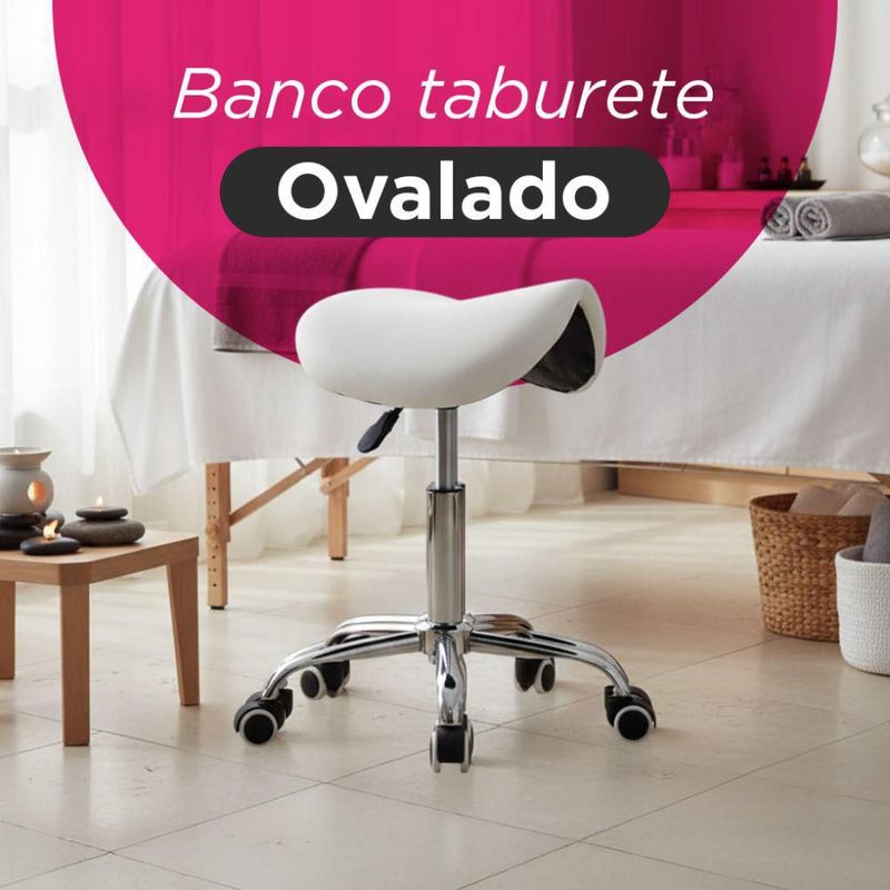 Taburete Banco Profesional Ask Blanco 360° Vanlig Ergonómico Hidráulico con Altura Ajustable para Consultorio Spa Tatoo Salon de Belleza