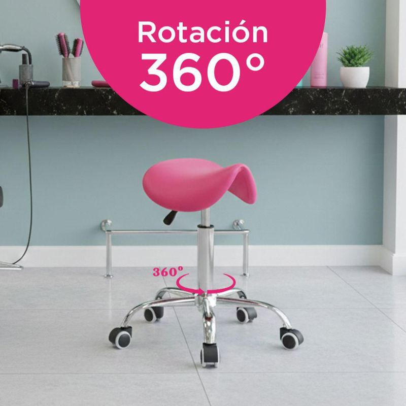 Taburete Banco Profesional Ask Rosa 360° Vanlig Ergonómico Hidráulico con Altura Ajustable para Consultorio Spa Tatoo Salon de Belleza
