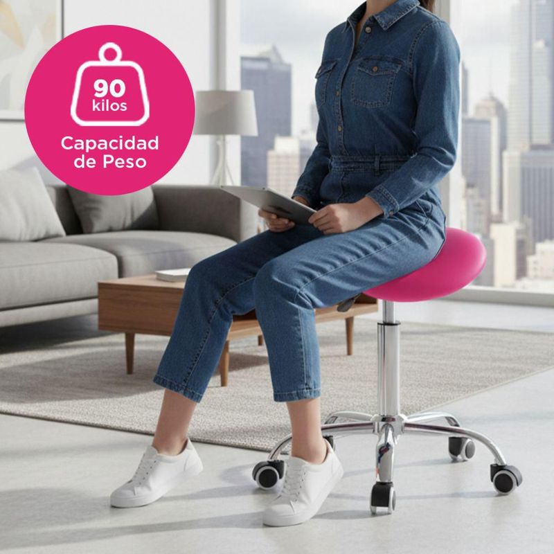 Taburete Banco Profesional Ask Rosa 360° Vanlig Ergonómico Hidráulico con Altura Ajustable para Consultorio Spa Tatoo Salon de Belleza