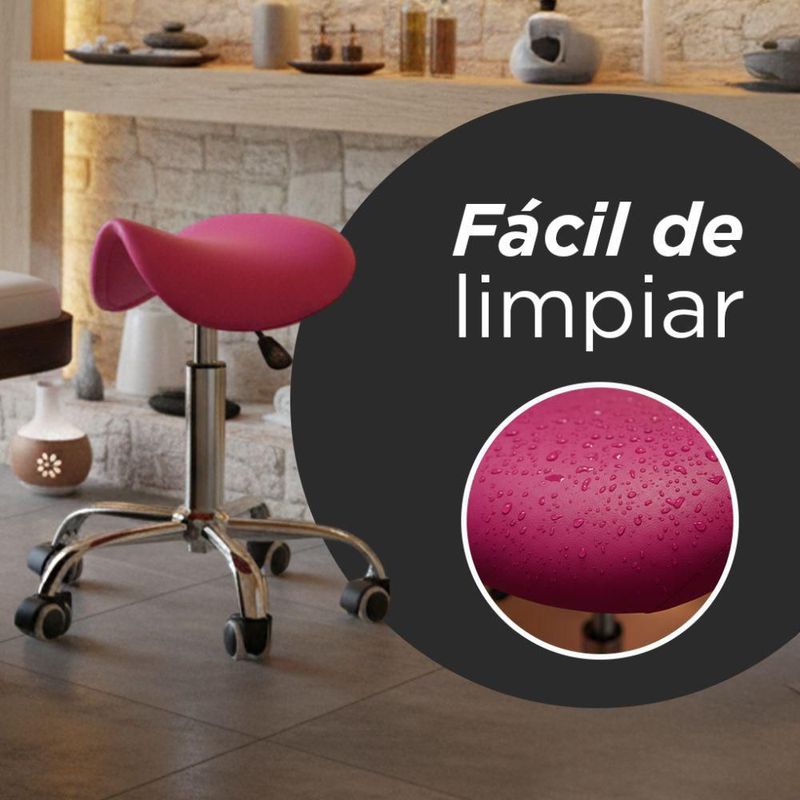 Taburete Banco Profesional Ask Rosa 360° Vanlig Ergonómico Hidráulico con Altura Ajustable para Consultorio Spa Tatoo Salon de Belleza