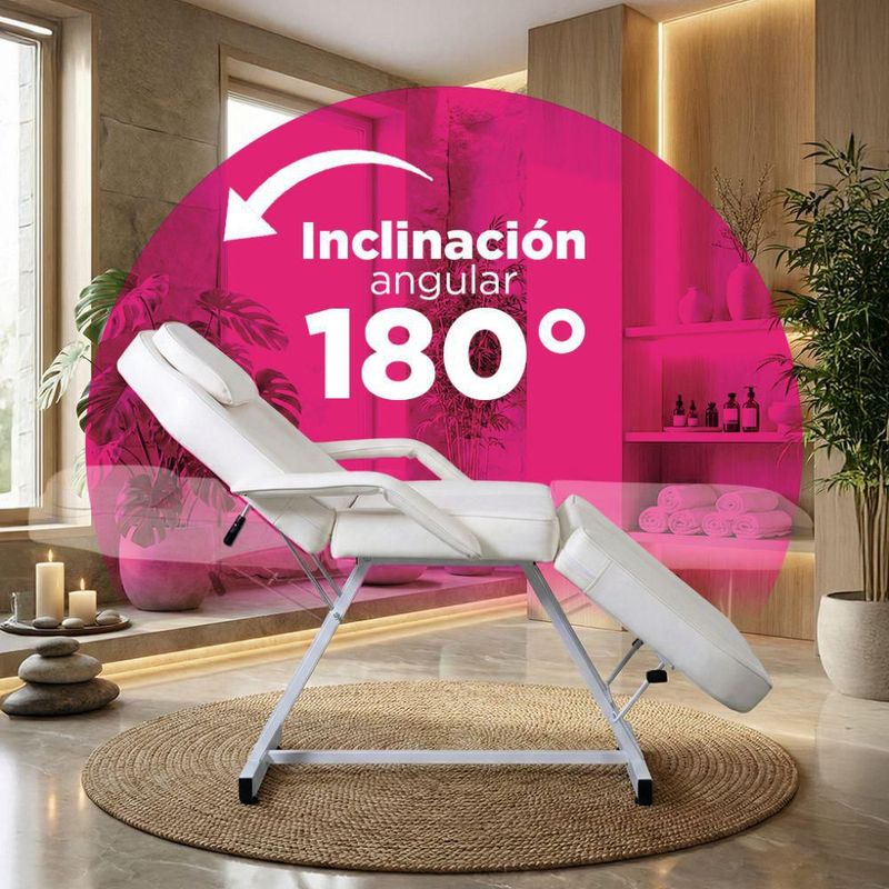 Camilla Thai Blanca Con Banco Vanlig Silla De Masajes Profesional Cama Spa Faciales Tatoo Ajustable 8 Posiciones