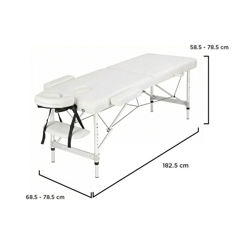 Cama de Masaje Plegable Pataya Vanlig Aluminio Altura Ajustable Y Bolsa Transportadora Tatuaje Cama Spa Faciales Pestañas Blanca