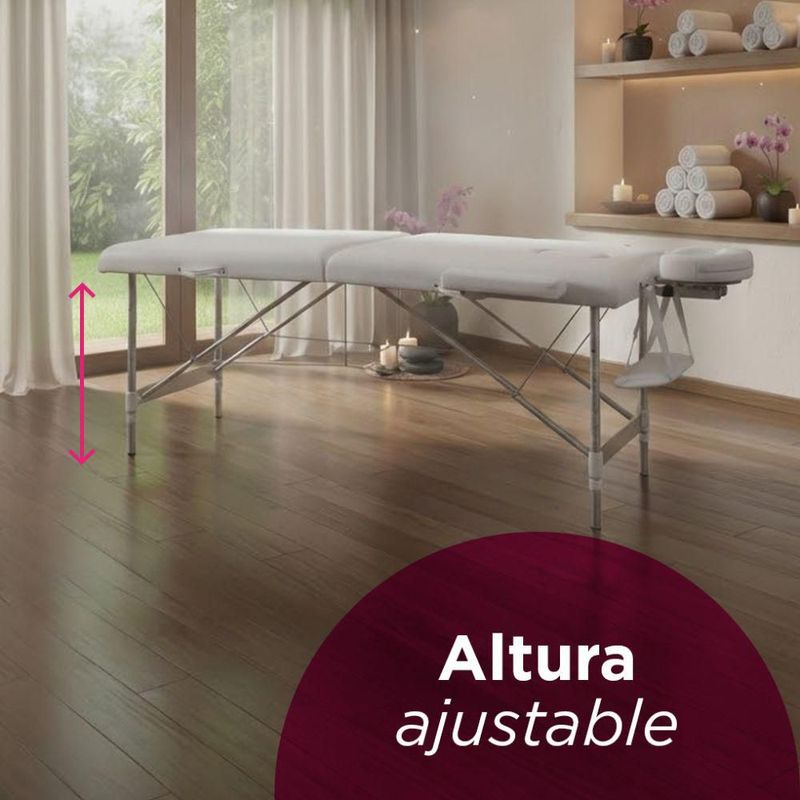 Cama de Masaje Plegable Pataya Vanlig Aluminio Altura Ajustable Y Bolsa Transportadora Tatuaje Cama Spa Faciales Pestañas Blanca