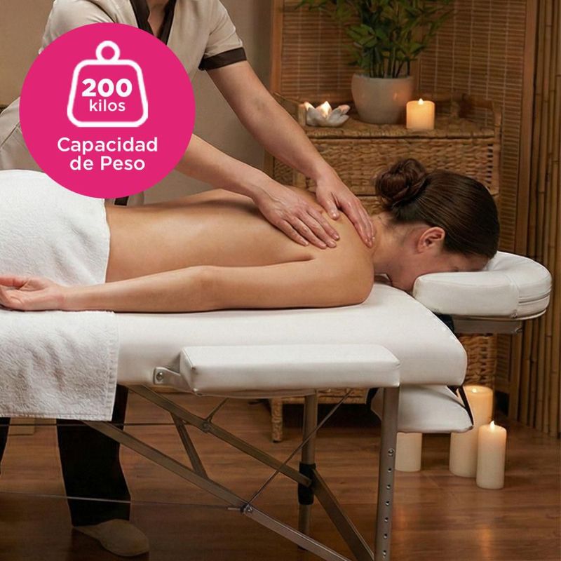 Cama de Masaje Plegable Pataya Vanlig Aluminio Altura Ajustable Y Bolsa Transportadora Tatuaje Cama Spa Faciales Pestañas Blanca